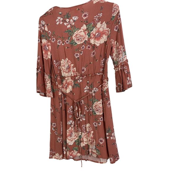 New Band Of Gypsies B.O.G Collective XS Floral V-Neck Ruffle Dress RDD10483 - Picture 7 of 7